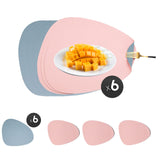 1 x RAW Customer Returns Placemats washable round set of 6, placemats washable round, placemats washable plastic round, placemats non-slip leather look set of 6 placemats 42x32cm 6 coasters pink and blue  - RRP €19.4