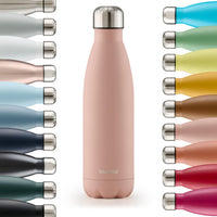 1 x RAW Customer Returns Blumtal drinking bottle stainless steel Charles - Thermos bottle 500 ml - BPA-free thermo drinking bottle cold warm - leak-proof drinking bottle metal - stainless steel bottle metal bottle - Mellow Rose - Pink - RRP €12.79