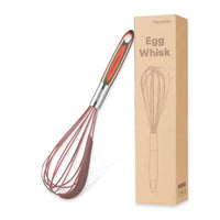 1 x Brand New Parmedu Stainless Steel and Silicone Kitchen Whisk Stainless Steel Wire Egg Whisk with Wooden Handle and Silicone Spatula - Balloon Whisk for Mixing, Whisk, Foaming, Stirring - RRP €8.52