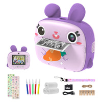 1 x RAW Customer Returns Children s camera instant camera, CAMCLID camera children with 3 rolls of thermal paper 32G SD card, digital camera video camera with 2.4 screen, photo camera instant pictures gift for girls boys purple  - RRP €50.41