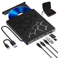 1 x RAW Customer Returns RUIZHI External Blu Ray CD DVD Drive USB 3.0 Type-C 3D BD External CD DVD Blu-ray Burner with SD TF 2 USB with 2 Type-C Interface Portable Bluray Drive for Laptop PC Linux Windows Mac OS - RRP €69.98