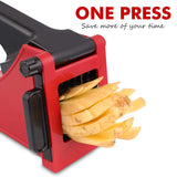 1 x RAW Customer Returns French Fries Cutter, Professional Potato Cutter with Stainless Steel Blade, Anti-Slip Vegetable Cutter Manual, French Fries Cutter Device Perfect for Potatoes, Carrots etc. Red  - RRP €26.16