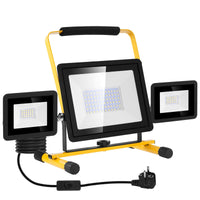 1 x RAW Customer Returns Viugreum LED Construction Spotlight 100W 8000LM IP65 Waterproof Work Floodlight LED Three Heads with 3M Plug Cable Bracket Lighting Cold White 6500K Portable Floodlight for Garage Construction - RRP €43.19