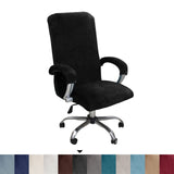 1 x RAW Customer Returns Velvet plush office chair cover with armrest, solid color, stretch cover for office chair, elastic chair covers, spandex office computer chair covers, removable for office chair, chair covers, cover, black, XL - RRP €24.95