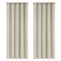 1 x RAW Customer Returns Deconovo opaque curtains, cold protection curtain, opaque blackout curtain, 138 x 168 cm height x width , light beige, set of 2 - RRP €37.55