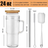 1 x RAW Customer Returns ALINK 2pcs 710ML Mugs with Handle, Lid and Straw - Reusable Mason Jar Drinking Glasses for Iced Coffee, Smoothies, Beer, Juice and Tea - White Lid - RRP €19.15