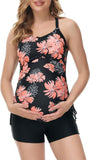 1 x RAW Customer Returns Maacie Maternity Swimwear Tankini Two Piece Set Ultra Comfortable Swimwear Black Floral XL - RRP €29.14