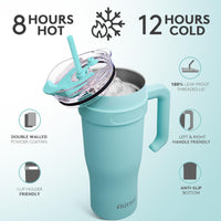 1 x RAW Customer Returns Autsel 40oz drinking cup with lid and straw, 1200ml thermal mug with straw and handle, double-walled stainless steel vacuum insulated mug coffee mug to go, portable car mug - RRP €18.83