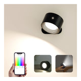 1 x RAW Customer Returns Feallive LED indoor wall light, wall lamp with battery, 1 piece, touch control, 3 brightness levels, 360 rotating, for living room, bedroom, staircase, hallway, wireless wall lights black colorful light  - RRP €27.49