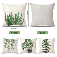 1 x RAW Customer Returns BIHEE Cushion Cover 40 x 40 cm Linen Cushion Covers Set of 4 Green Leaf Decorative Cushion Cover Pillow Case for Sofa Bedroom Garden Outdoor - RRP €19.15