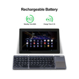 1 x RAW Customer Returns AURTEC Foldable Bluetooth Keyboard with Touchpad Wireless Touch Keyboard, Rechargeable Portable Mini Keyboard for PC, Tablet, Android, Smartphone Dark Gray - RRP €38.29