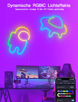 1 x RAW Customer Returns Gaoxun Neon LED Strip 3m, RGBIC Strip with WiFi App Control, Remote Control, Music Sync, Compatible with Alexa, Google Assistant, DIY Light Strip for Living Room Bedroom Gaming Wall Decoration - RRP €39.98