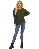 1 x RAW Customer Returns ZANZEA Women s Loose Asymmetrical Jumper Sweatshirt Pullover Blouse Tops Oversize Tops Army Green M - RRP €36.29