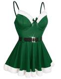 1 x RAW Customer Returns RSLOVE Sexy Christmas Lingerie for Women Santa Babydoll Chemise Sleepwear Dress Teddy Green XXL - RRP €25.82