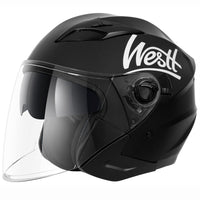 1 x RAW Customer Returns Westt jet helmet with visor and sun visor motorcycle helmet men women scooter helmet moped helmet moped chopper helmet motorcycle half helmet open-face helmet pilot helmet ECE DOT certified - RRP €70.97