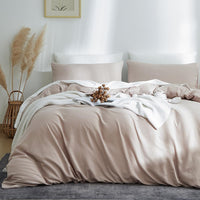 1 x RAW Customer Returns AShanlan bed linen 155x220 taupe 2 pieces 100 microfiber plain bed linen set with 1 pillowcase 80x80 cm khaki bed linen with zipper soft and iron-free - RRP €29.23