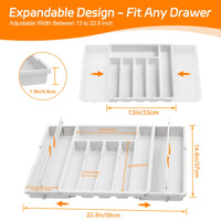 1 x RAW Customer Returns iDavosic.ly Cutlery Tray for Drawers, Expandable Cutlery Insert for Drawers Cutlery 1rganizer Kitchen, Adjustable Cutlery Holder Cutlery Spoon Forks Plastic Knife, White - RRP €22.85