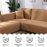 1 x RAW Customer Returns Jaotto Sofa Cover with Stretch Left Right Peninsula, Universal Corner Sofa Cover, Scratch-Resistant Sofa Cover Cat Chaise Longue L-Shaped 3 Seater 4 Seater, Camel  - RRP €59.99