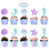 1 x RAW Customer Returns 40pcs mermaid cake dessert decoration, cupcake toppers, wrappers, cake toppers and packaging decoration supplies for baby girl kids birthday party - RRP €6.24