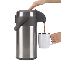 1 x RAW Customer Returns Olerd 4.0 liter pump jug thermos flask coffee dispenser, stainless steel double-walled pump vacuum insulated jug with pump mechanism, coffee carafe, jug for 24 cups silver  - RRP €59.0