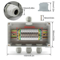 1 x RAW Customer Returns Junction box waterproof IP66, 155 x 90 x 60 mm, SRJQXH feed-through terminal 10-pin UK2.5B terminals with DIN rail, distribution box surface-mounted 1 in 3 out, for control cabinet outside waterproof - RRP €28.24