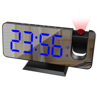 1 x RAW Customer Returns Ynport Crefreak Projector Alarm Clock, Dual Alarm LED Electronic Mirror Alarm Clock, 180 Rotating Projection Digital Radio Alarm Clock for Bedroom, Black Blue - RRP €22.86