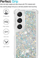 3 x Brand New HOUSON glitter case compatible with Samsung Galaxy S21 Plus case, glitter liquid quicksand transparent silicone case silver - RRP €21.12