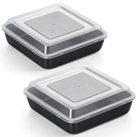 1 x RAW Customer Returns TEAMFAR casserole dish set of 2, stainless steel square baking dish with non-stick coating airtight lid, 5 cm deep brownie cake tin baking tray for baking, roasting, serving, healthy easy to clean - RRP €20.16