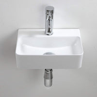 1 x RAW Customer Returns White Ceramic Wash Basin Rectangular Compact Wall Mounted for Small Cloakroom Bathroom 365 x 250 x 105mm Style 1  - RRP €69.9