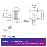 1 x RAW Customer Returns iMetrx Nema 17 Stepper Motor 42x34mm 1.5A-3.8V 2 phase 4 wires 1.8 degrees with 1Meter cable for 3D Printer Motors - RRP €15.99