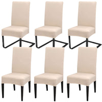 1 x RAW Customer Returns MOLVCE Chair Covers Set of 6 Chair Covers Universal Bi-Elastic Covers for Chairs Modern Stretch Chair Covers Chair Cover Removable Washable for Dining Room, Hotel, Banquet, Party Decoration, Beige - RRP €28.99