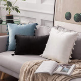 1 x RAW Customer Returns MIULEE Set of 2 Velvet Cushion Covers Tassel Cushion Cover Decorative Sofa Cushions Tassel Throw Pillows Decorative Boho Pillows Cushion Covers Couch Cushions Hidden Zipper for Sofa 50 x 50 cm Pure White - RRP €20.41