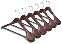 1 x RAW Customer Returns Amber Home 10 Pack 44.5cm Retro Wooden Clothes Hangers with Wide Shoulders 5.8cm , Robust and Shiny Antique Brown Hanger with Round Bar for Suit Jacket Coat Shirt Trousers - RRP €39.99