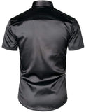 1 x RAW Customer Returns JOGAL Men s Sequin Short Sleeve Disco Shirt, Black Silver, M - RRP €31.99