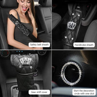 1 x RAW Customer Returns coofig Universal Leather Steering Wheel Cover 38cm Shiny Steering Wheel Cover Non-Slip Rhinestone Steering Wheel Cover Glitter Steering Wheel Cover Car Accessories Interior Women Set of 6 Pieces Black  - RRP €36.29