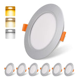 1 x RAW Customer Returns LED recessed spotlight 230V flat 9W set of 6, DA LIGHT radiant LED recessed lights, bathroom LED spot 3000 4000 6000K, ceiling spotlight IP54 for bathroom, living room, kitchen, bedroom silver x 6  - RRP €34.49