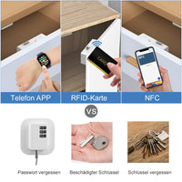 1 x RAW Customer Returns Cabinet Lock RFID Electronic Drawer Lock eLinkSmart No Keys NFC Bluetooth App Hidden Child Safety Cabinet Lock for Camouflage Liquor Pantry Supports iOS Watch - RRP €37.99