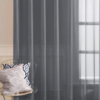 1 x RAW Customer Returns MIULEE Set of 2 Voile Curtains with Eyelets Transparent Voile Curtain Polyester Eyelet Curtain Transparent Living Room Airy Decorative Curtain for Bedroom Dark Gray 280 x 140 cm H x W Grommet Top - RRP €18.49