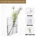 1 x RAW Customer Returns 2 pieces book vase for flowers, book-shaped vase made of acrylic, transparent book vase, book vase for flowers, book-shaped vase, for flowers, bedroom, table decoration, living room, office, book-shaped flower vase - RRP €17.14