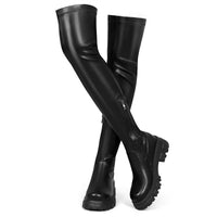 1 x RAW Customer Returns CouieCuies Black Over Knee Boots for Women Platform Thigh High Boots Comfortable Stretch Boots 39 - RRP €66.24