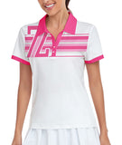 11 x Brand New SwissWell Polo Shirt Women s Short Sleeve Sports Breathable T-Shirt Tennis Golf Polo Shirts Summer Outdoor Polo Shirt 1342Pink Stripes, L  - RRP €169.62