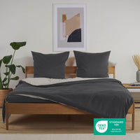 1 x RAW Customer Returns Blumtal Premium bed linen 200x200 summer pillowcase 80x80 cm - Oeko-TEX certified summer bed linen 200x200 reversible - two-tone microfiber bed linen 200x200 light grey anthracite - RRP €29.99