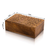 1 x RAW Customer Returns Great Birthday Gift, Handmade Decorative Wooden Jewelry Box with Tree of Life, Jewelry Organizer, Keepsake Box, Trinket Box, Watch Box, 20 x 12 cm, Housewarming Gifts - RRP €18.64