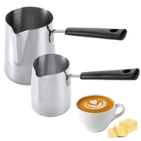 1 x RAW Customer Returns Dicunoy 2 pieces milk pitcher, milk jug 350 ml 650 m, Turkish coffee pot, stainless steel milk jug with long handle - RRP €17.53