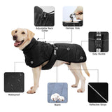 1 x Brand New Winter Coats for Dogs Clothes Waterproof Dog Jacket Coat Jacket Soft Warm Reflective Clothing for Dogs Black, 2XL Chest Girth 62-68cm,Back Length 43cm  - RRP €16.8