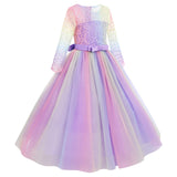 1 x RAW Customer Returns Flower Girl Dress Princess Party Dress Wedding Party Bridesmaids Elegant Cocktail Dress Long Evening Communication Dress Rainbow Purple 5-6 Years - RRP €36.96