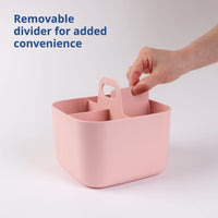 1 x RAW Customer Returns BLUE GINKGO Multipurpose Basket Organizer - Stackable Plastic Basket with Handle Cleaning Basket, Craft Basket, Desk Basket, Art and Makeup Storage Square - Pink - RRP €19.98