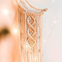 5 x RAW Customer Returns Koytoy Macrame Wall Hanging Moon Dream Catcher with LED Light Handmade Woven Dreamcatcher Boho, House Decoration Chic Home Decor Gifts Apartment Room Decoration for Eid Mubarak Ramadan - RRP €50.35