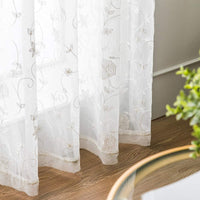 1 x RAW Customer Returns MIULEE curtains with floral embroidery pattern, white curtains for living room, bedroom curtain, transparent with eyelets, set of 2 voile transparent curtains, each H 245 x W 140 cm - RRP €33.49