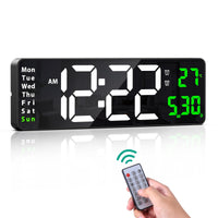 1 x RAW Customer Returns ORIA Digital Wall Clock, 16 LED Wall Alarm Clock with Large Screen, Digital Alarm Clock with Remote Control, 2 Alarm Sets, Brightness Adjustable Timer, Time Date Temp, for Bedroom, Home - RRP €29.23